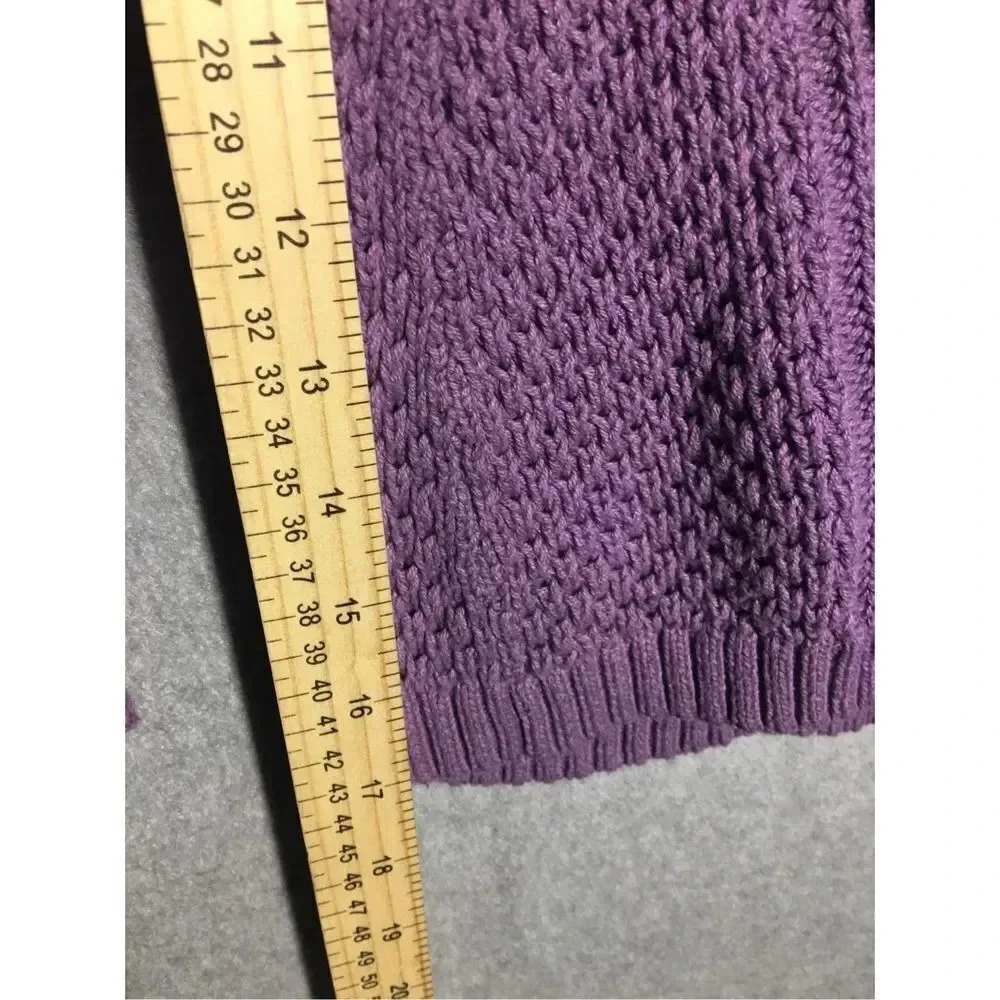 Womens Croft & Barrow Sweater Turtleneck Purple Cable Knit Winter Closet Staple - Picture 4 of 4